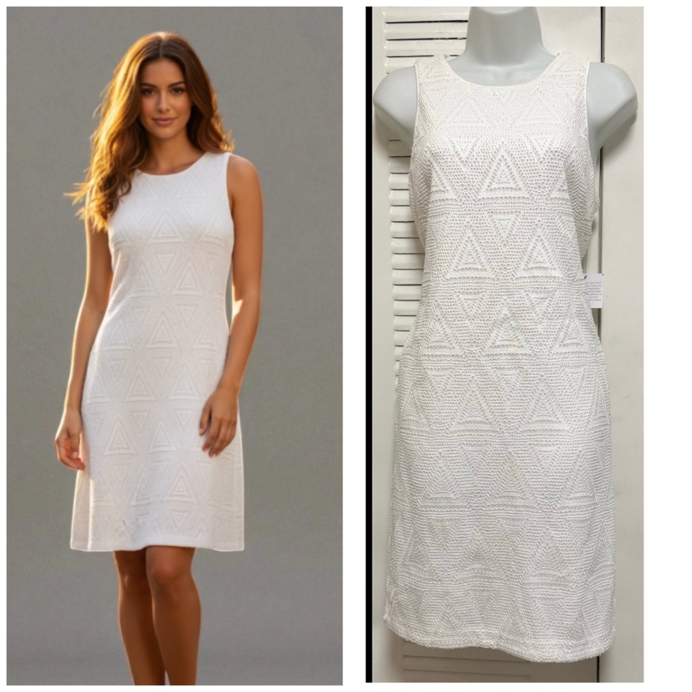 NWT- GUESS Sequin Textured Sleeveless White Dress Sz 10